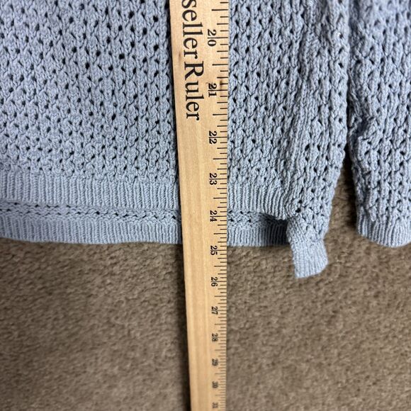 J Jill Sweater Womens Small Blue‎ Knit Lace Up Pullover Lightweight 100% Cotton - Picture 5 of 10